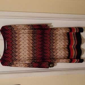 JESSICA HOWARD Women's Red & Brown Long Sleeve Sheath‎ Dress - Size X-Large